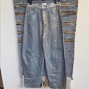 Universal Thread Metallic Silver Barrel-Leg Jeans